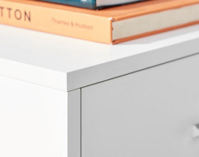 Furniturebox Taylor White Painted Wooden Bedside Table With 1 Drawer Plus Open Storage Space and Silver Handles