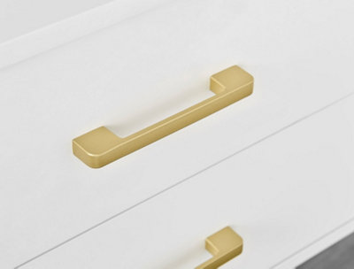 Furniturebox Taylor White Painted Wooden Bedside Table With 2 Drawers and Gold Handles