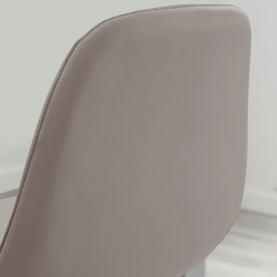 Furniturebox UK 2x Bar Stool Chair - Corona Cappuccino Beige Faux Leather Dining Chair Silver Metal Legs - Minimalist Scandi Style