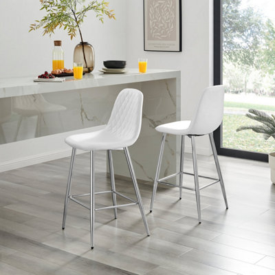 White faux 2025 leather bar stools