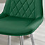 Furniturebox UK 2x Bar Stool Chair - Pesaro Green Velvet Upholstered Dining Chair Silver Metal Legs - Dining Kitchen Furniture
