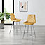 Furniturebox UK 2x Bar Stool Chair - Pesaro Mustard Yellow Velvet Upholstered Dining Chair Silver Metal Legs - Kitchen Furniture