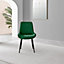 Furniturebox UK 2x Velvet Dining Chair - Pesaro Green Modern Velvet Chairs - Black Legs - Upholstered Pair Of Dining Room Chairs