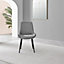 Furniturebox UK 2x Velvet Dining Chair - Pesaro Grey Modern Velvet Chairs - Black Legs - Upholstered Pair Of Dining Room Chairs