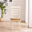 Furniturebox UK 2x Wood Dining Chair - Whitby Cream Wooden Chairs - Oak Stain Seat - Solid Rubberwood Pair Of Dining Room Chairs