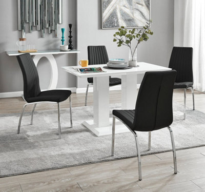 Furniturebox UK 4 Seater Dining Set Imperia White High Gloss Dining