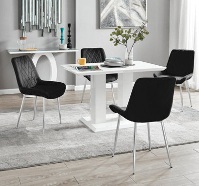 Furniturebox UK Seater Dining Set Imperia White High Gloss