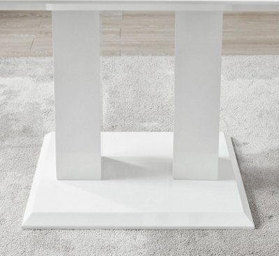 Furniturebox UK 4 Seater Dining Set - Imperia White High Gloss Dining Table and Chairs - 4 Green Velvet Milan Black Leg Chairs