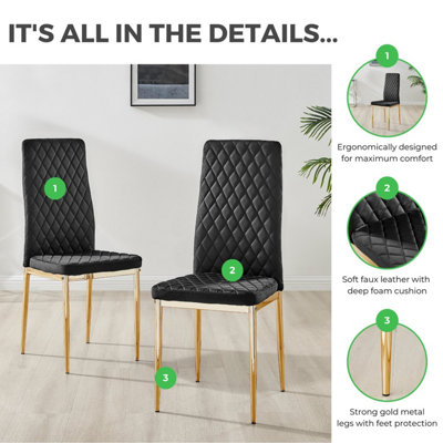 Furniturebox UK 4 Seater Dining Set - Imperia White High Gloss Dining Table and Chairs - 4 Green Velvet Milan Gold Leg Chairs