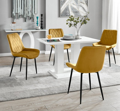 Furniturebox UK Seater Dining Set Imperia White High Gloss