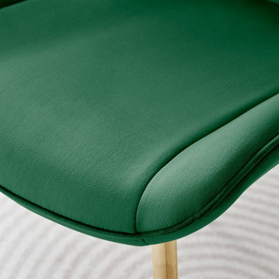 Furniturebox UK 4 Seater Dining Set - Novara 100cm Gold Round Glass Dining Table and Chairs - 4 Green Velvet Pesaro Gold Chairs