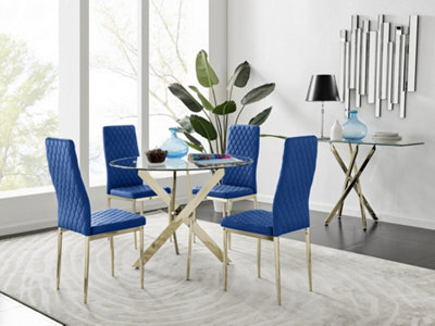 Furniturebox UK Seater Dining Set Novara 100cm Gold Round