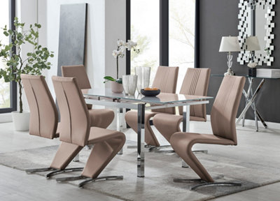 Furniturebox UK 6 Seater Dining Set - Enna White Glass & Chrome ...