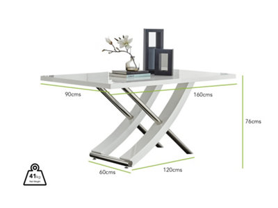 Furniturebox UK 6 Seater Dining Set - Mayfair High Gloss White Dining Table and Chairs - Chrome Leg - 6 Black Velvet Pesaro Chairs
