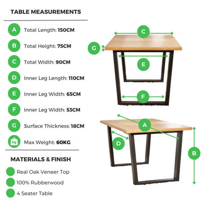 Furniturebox UK 6 Seater Wood Dining Table - Cotswold Black and Oak ...