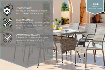 Furniturebox UK Antigua Grey 6 Seat Rattan Outdoor Garden Dining Set PE Rattan 6 Chairs 1