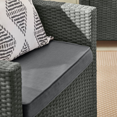 Furniturebox UK Arizona Grey PE Rattan 4 Seat Outdoor Garden Sofa Set 2 Seat Garden Sofa 2 Outdoor Armchairs Free Cover DIY at B Q