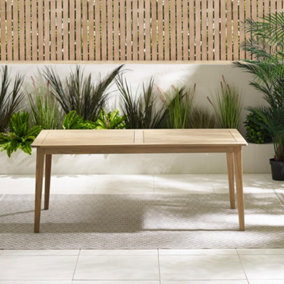Furniturebox UK Asa Solid Wood Outdoor Dining Table - 6 Seat Rustic Rectangular Wooden Garden Table For Patio or Deck