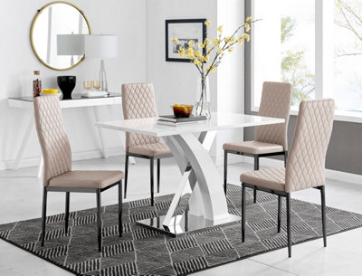 Furniturebox UK Atlanta White Dining Table and Cappuccino