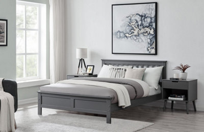 Furniturebox UK Azure Grey Wooden Solid Pine Quality Double Bed Frame (Double Bed Frame Only) Modern Simple Design