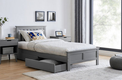 Furniturebox UK Azure Grey Wooden Solid Pine Quality Single Bed Frame (Single Bed Frame Only) Modern Simple Design