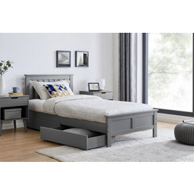 Furniturebox UK Azure Grey Wooden Solid Pine Quality Single Bed Frame (Single Bed Frame Only) Modern Simple Design