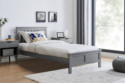 Furniturebox UK Azure Grey Wooden Solid Pine Quality Single Bed Frame (Single Bed Frame Only) Modern Simple Design