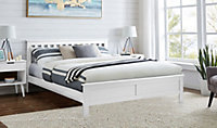 Furniturebox UK Azure White Wooden Solid Pine Quality King Bed Frame (King Size Bed Frame Only) Modern Simple Design