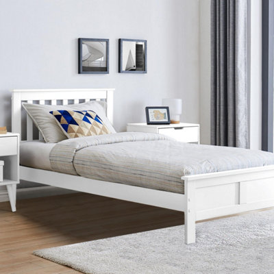 Furniturebox UK Azure White Wooden Solid Pine Quality Single Bed Frame ...