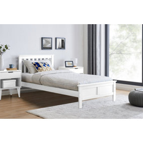 Furniturebox UK Azure White Wooden Solid Pine Quality Single Bed With Windsor Medium-Firm Coil Sprung Mattress (No Drawers)