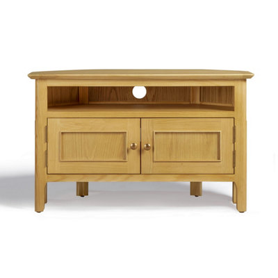 Furniturebox UK Belle Oak Wood Corner TV Stand