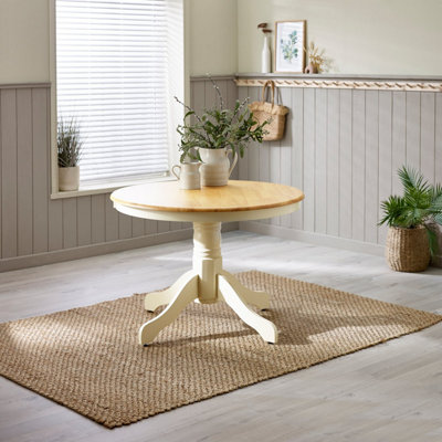 Furniturebox UK Bude Oak and Cream Wooden Dining Table