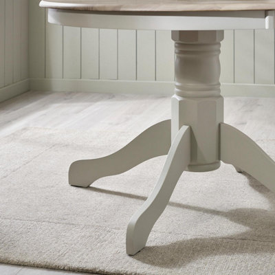 Furniturebox UK Bude Whitewashed and Light Grey Wooden Dining Table