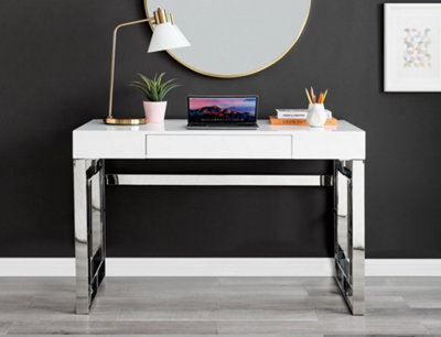 White and chrome office desk sales