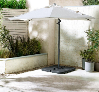 Furniturebox UK Cantilever Cream Square Outdoor Parasol & Base - Adjustable 360 Degree Rotating Shade