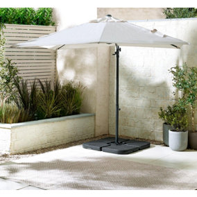 Furniturebox UK Cantilever Cream Square Outdoor Parasol & Base - Adjustable 360 Degree Rotating Shade
