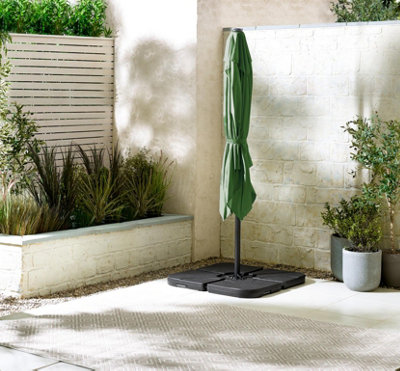 Furniturebox UK Cantilever Green Square Garden Parasol & Base Set