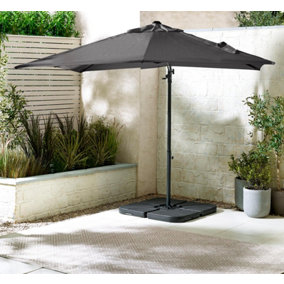 Furniturebox UK Cantilever Grey Square Outdoor Parasol Only (No Base)