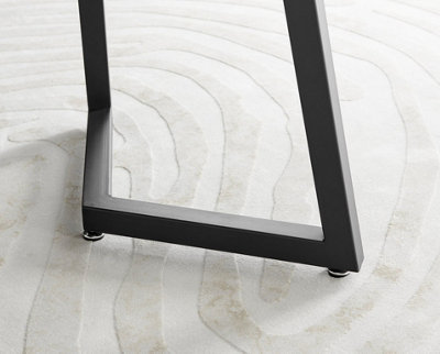 Furniturebox UK Carson White Marble Effect Dining Table & 4 Green Belgravia Black Leg Chairs