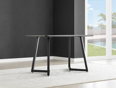 Furniturebox UK Carson White Marble Effect Dining Table & 4 Green Belgravia Black Leg Chairs