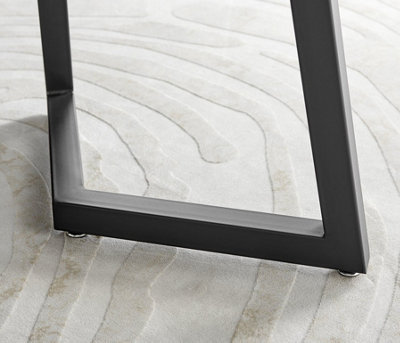 Furniturebox UK Carson White Marble Effect Dining Table & 6 Green Belgravia Black Leg Chairs