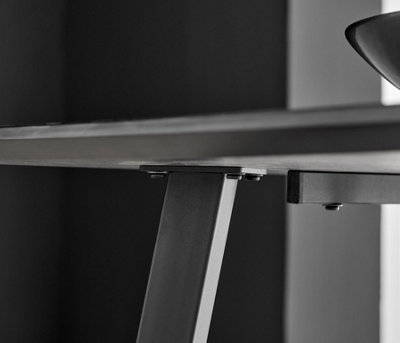 Furniturebox UK Carson White Marble Effect Dining Table & 6 Grey Calla Black Leg Chairs