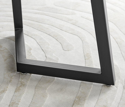 Furniturebox UK Carson White Marble Effect Dining Table & 6 Grey Calla Black Leg Chairs