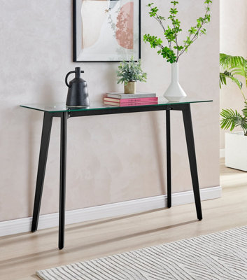 Furniturebox UK Console Table - Malmo Rectangular Glass Console Table ...