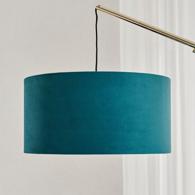 Danielle Table Lamp Teal Velvet Shade Brass And Marble Base