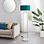 Furniturebox UK Danielle Floor Lamp with Teal Velvet Shade and a Brass and Marble Base