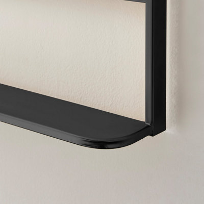 Furniturebox UK Dara Black Metal Arch Wall Mirror with Shelf