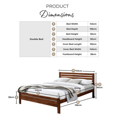 Furniturebox UK Declan Double Bed Wooden Double Bed Walnut Stain Wood ...