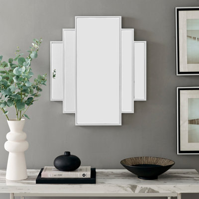Furniturebox UK Deco Small 1920s Inspired Art Deco Silver Framed Wall Mirror