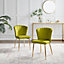 Furniturebox UK Dining Chair - 2x Danica Bottle Green Velvet Upholstered Dining Chair Gold  Legs - Modern Meets Vintage Glam